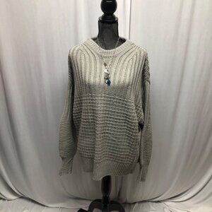Gray Oversized Knit Sweater Ribbed Womens Size XL Chunky Casual Comfy NEW